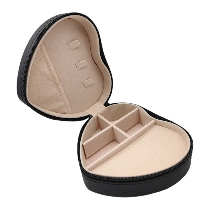 Portable Heart Jewelry Box - Black