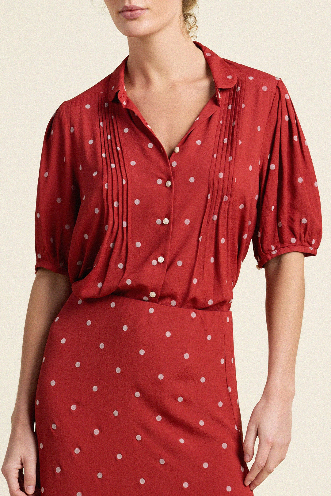 Nadine Blouse - Berry Dot