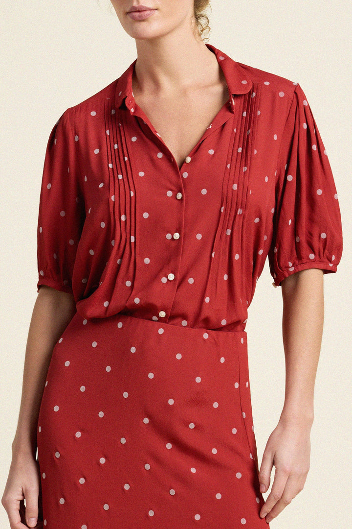Nadine Blouse - Berry Dot