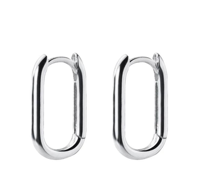 Large Oval Earrings - Silver