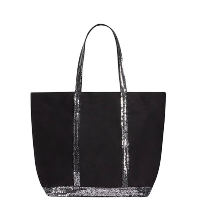 Canvas L Zipped Cabas Tote - Black