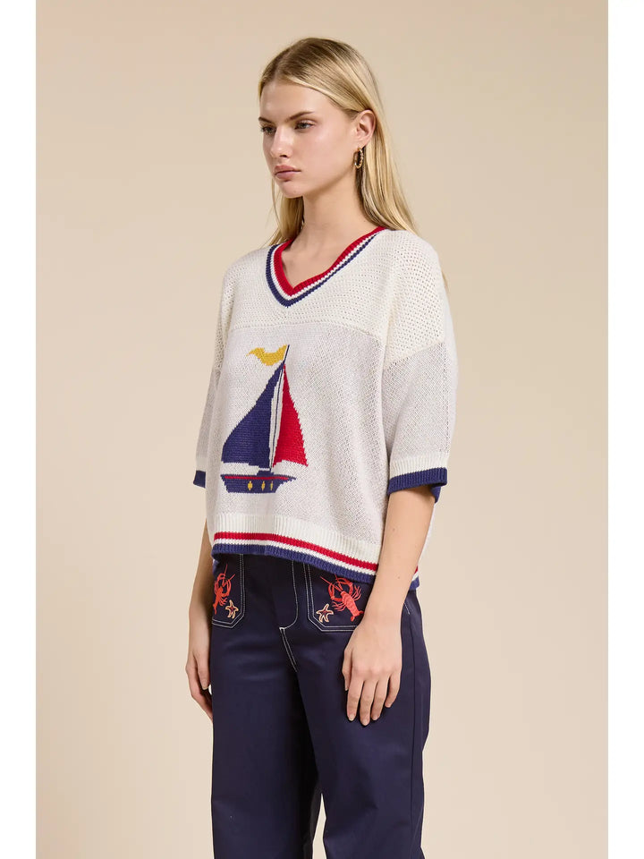 Sailing V Neck Sweater