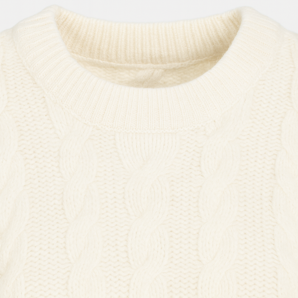 Elle Cable Cardigan-White