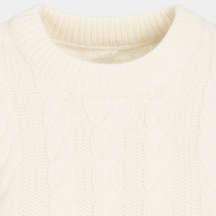 Elle Cable Cardigan-White