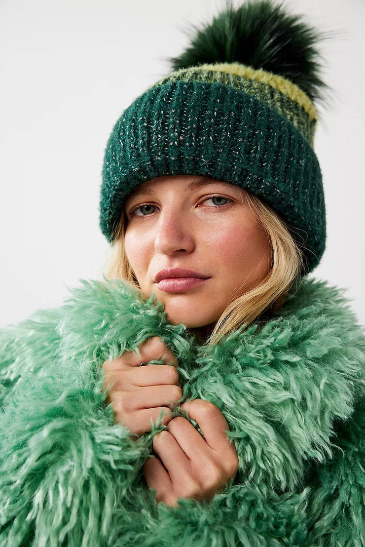 Olive Pom Pom Hat