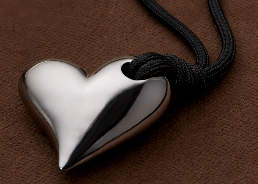 Art Heart On A String Necklace - Silver/Black