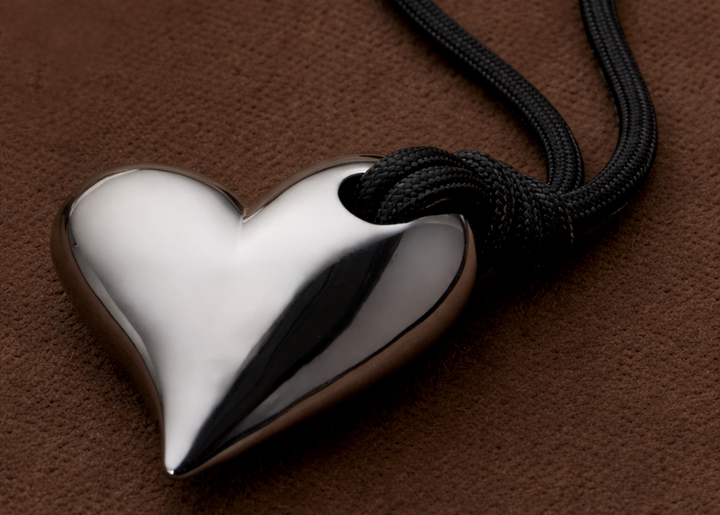 Art Heart On A String Necklace - Silver/Black