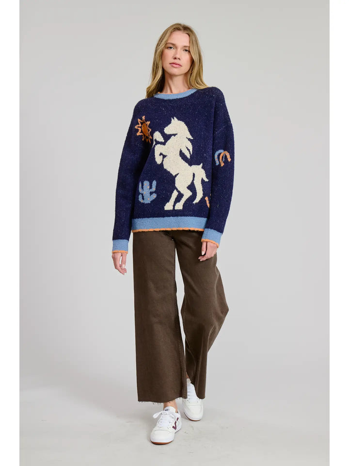 Prairie Ride Sweater Pullover - Navy
