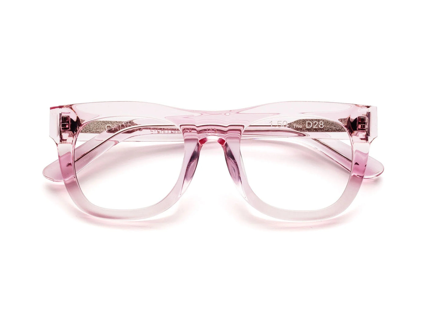 D28 Reading Glasses - Polished Clear Pink