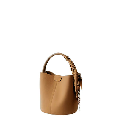 Leather Bucket Bag - Camel