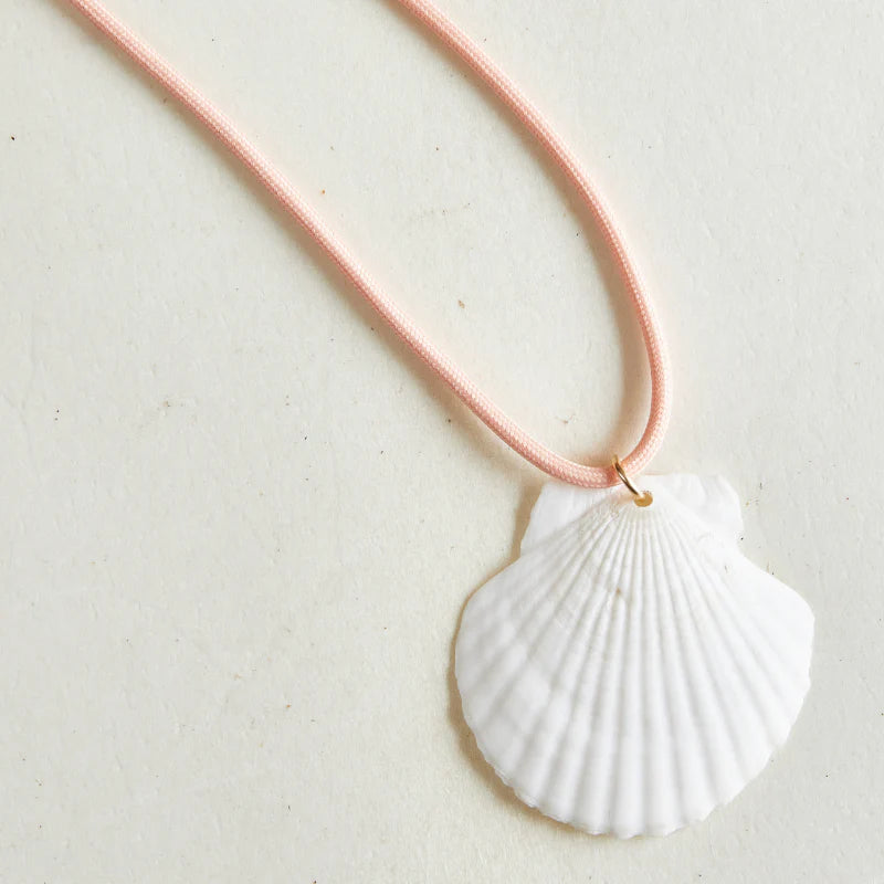 Pink Cord Necklace with White Scallop