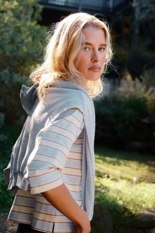 Ziggy Reverse Fleece Shrunken Crew - Powder Blue