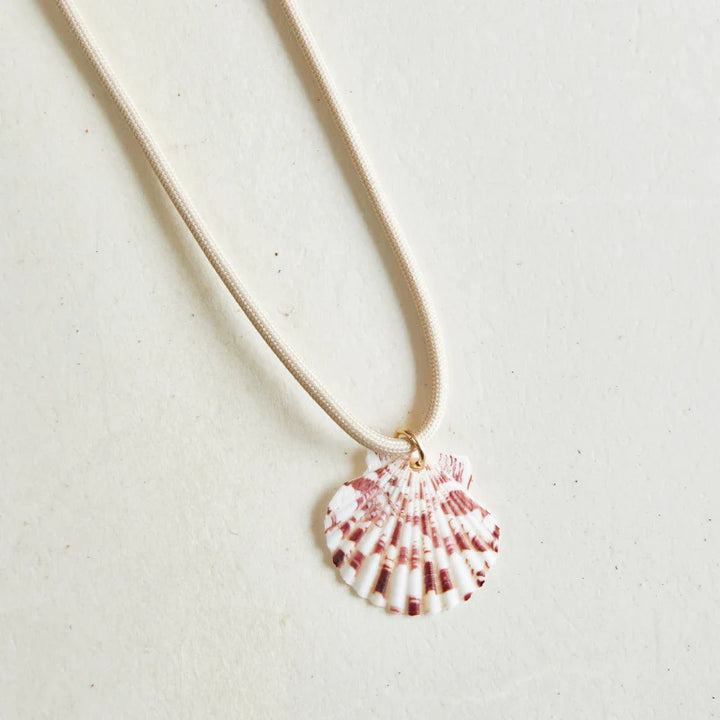 Dune Ecru Cord Necklace with Striped Shell
