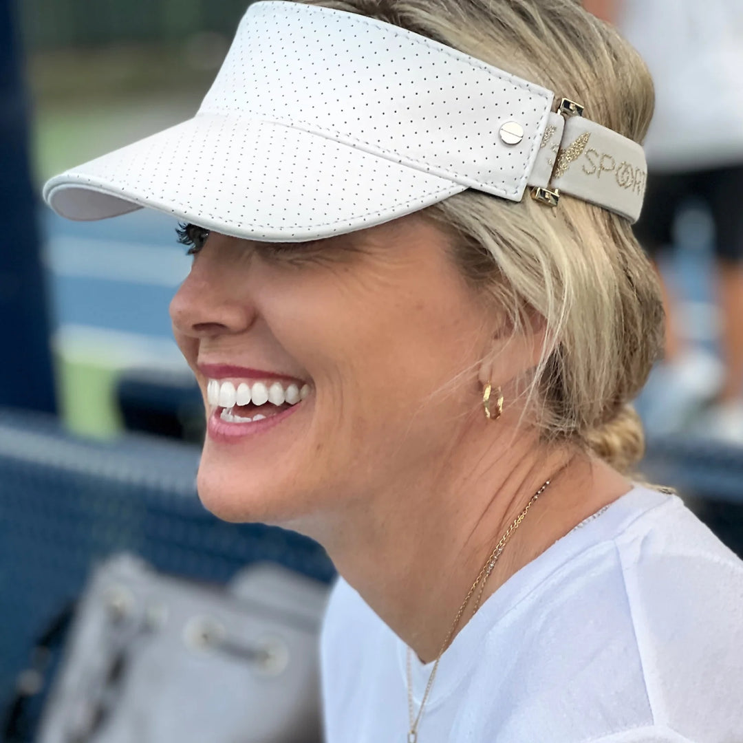 The Leather Visor - White & Gold