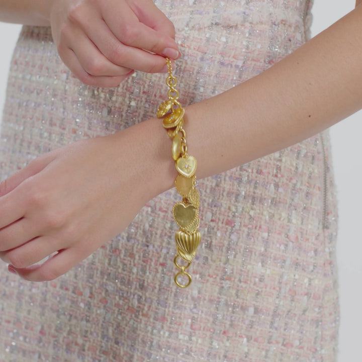 Heart Charm Bracelet- Mother of Pearl