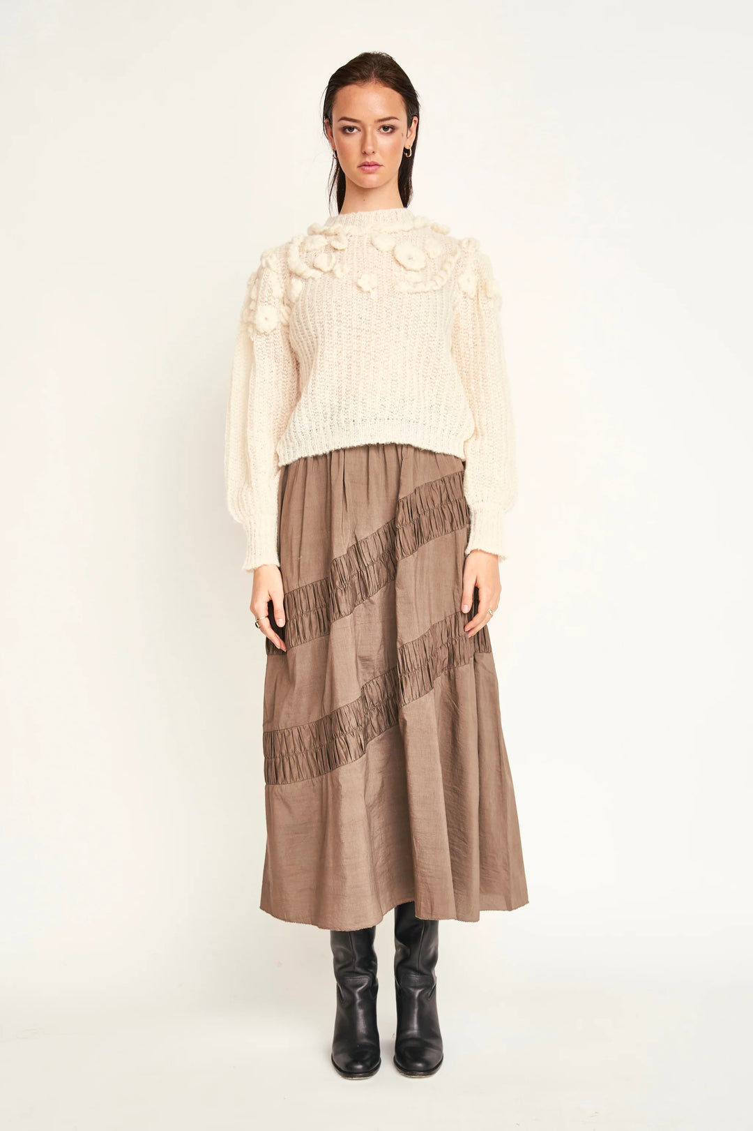 Verona Ruched Skirt - Walnut
