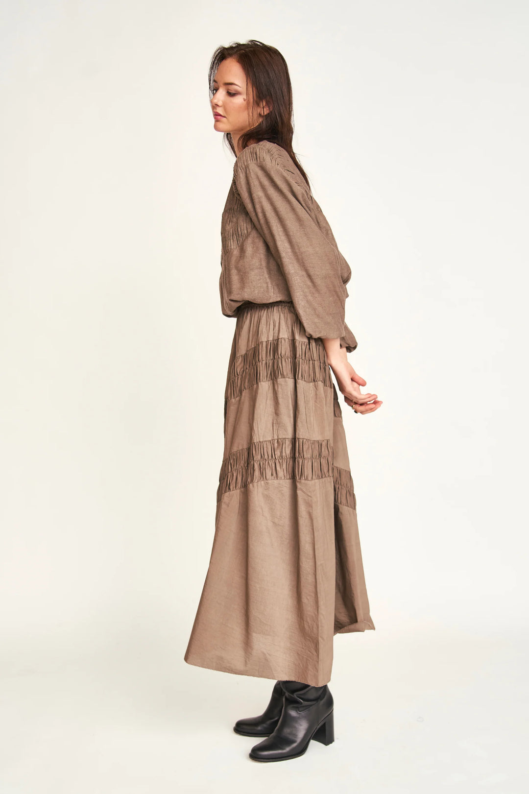 Verona Ruched Skirt - Walnut