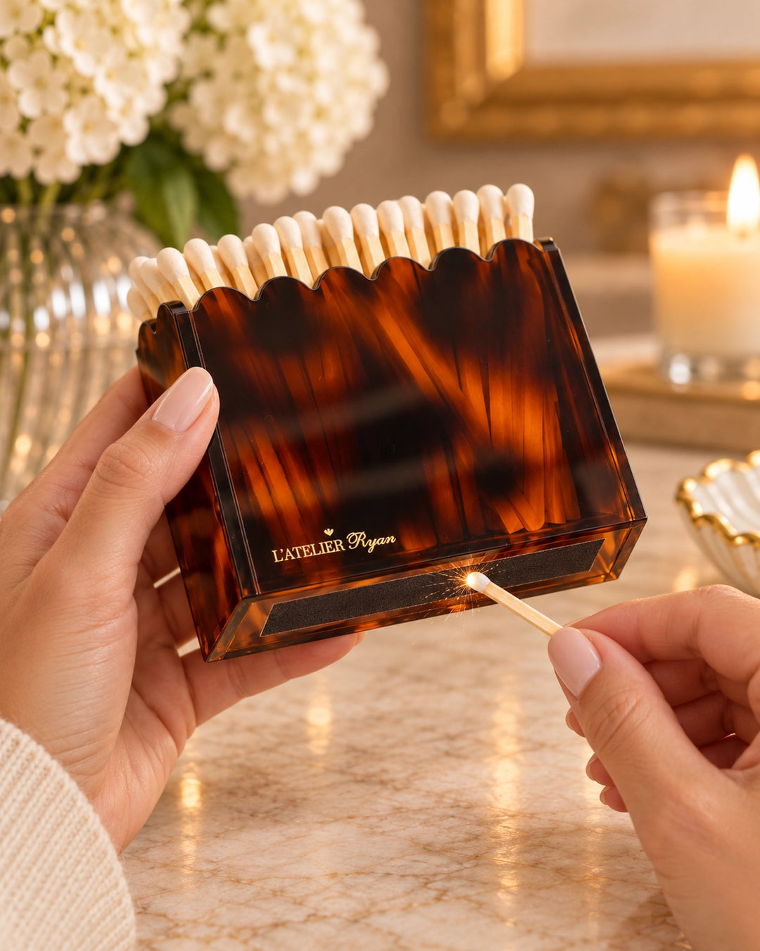 Acrylic Match Holder - Tortoiseshell