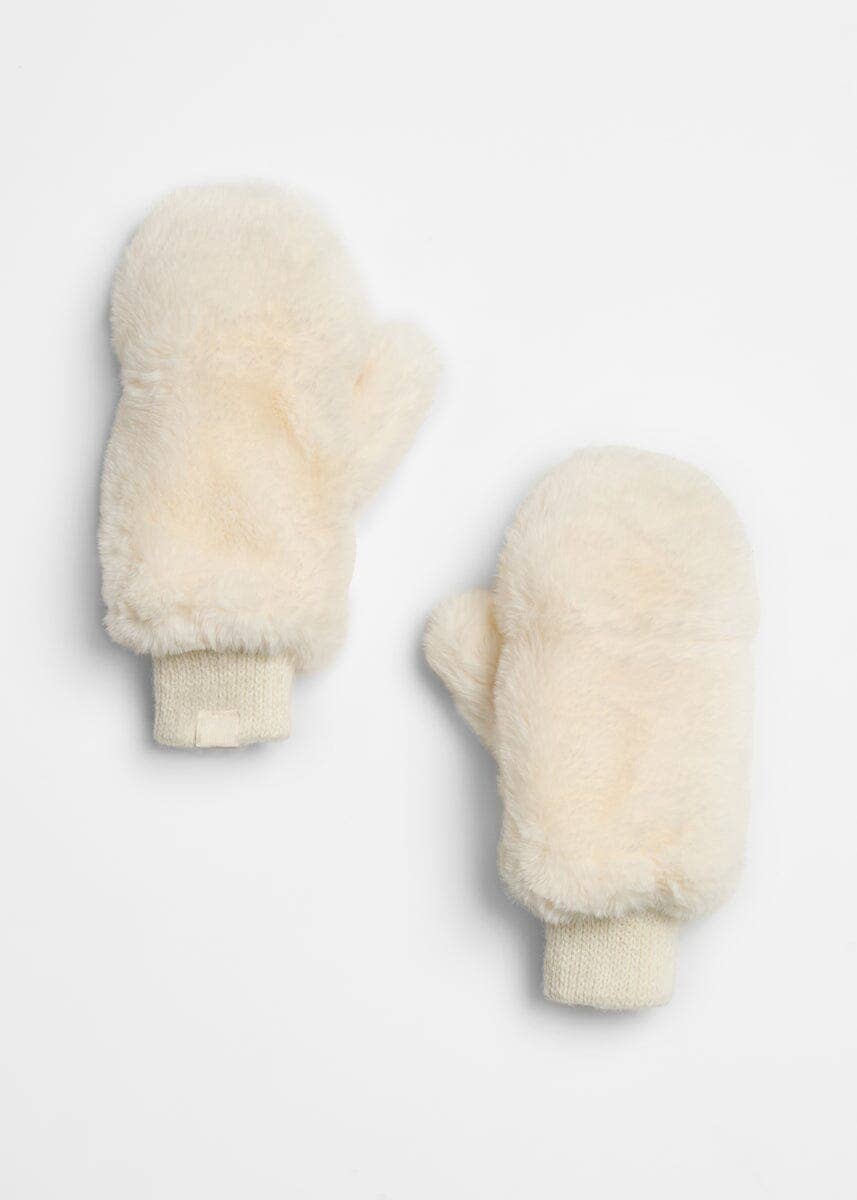 Faux-Fur Mittens - Ivory