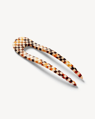 French Hair Pin - Tortoise Checker