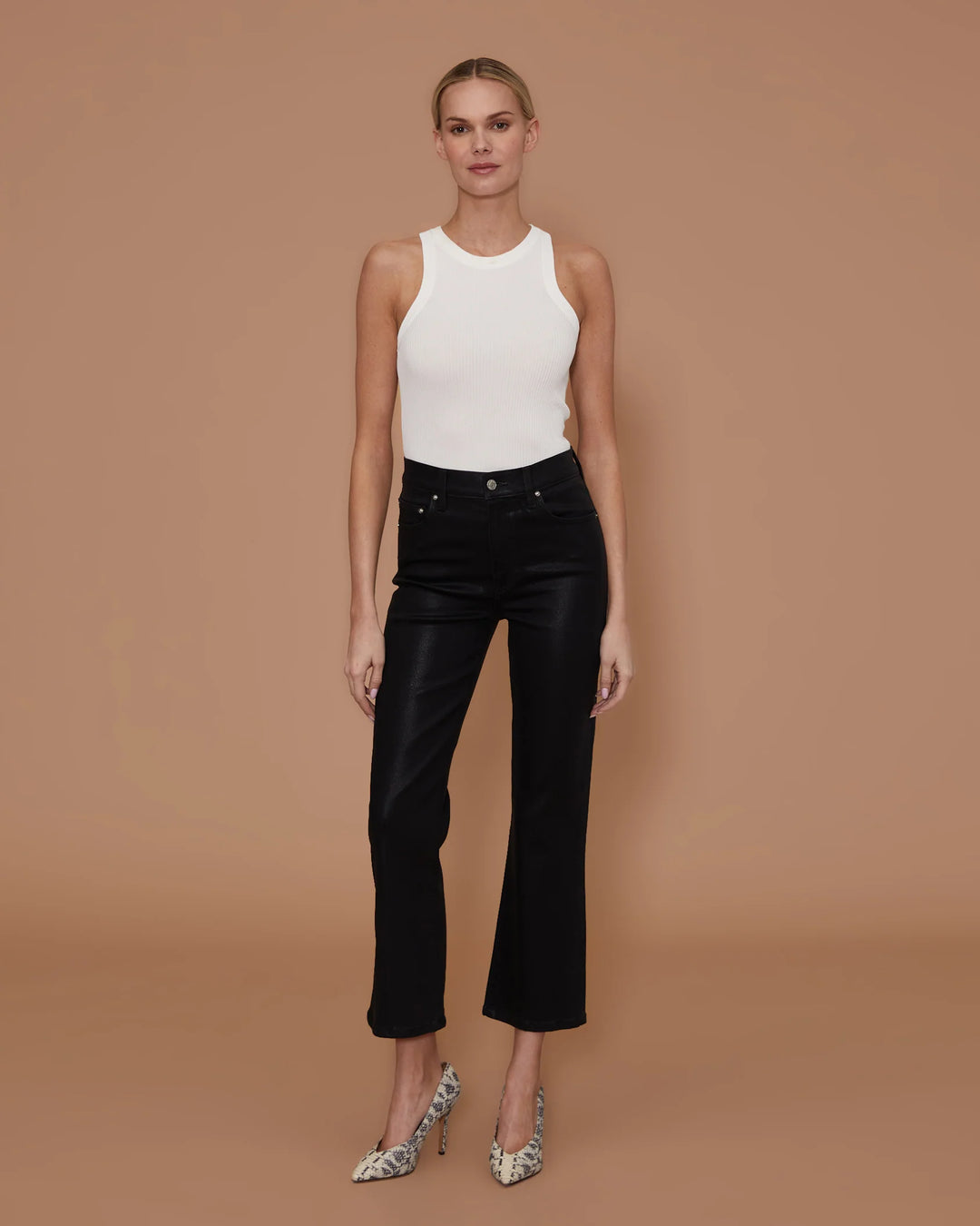 Bella Crop Flare - Black Coated