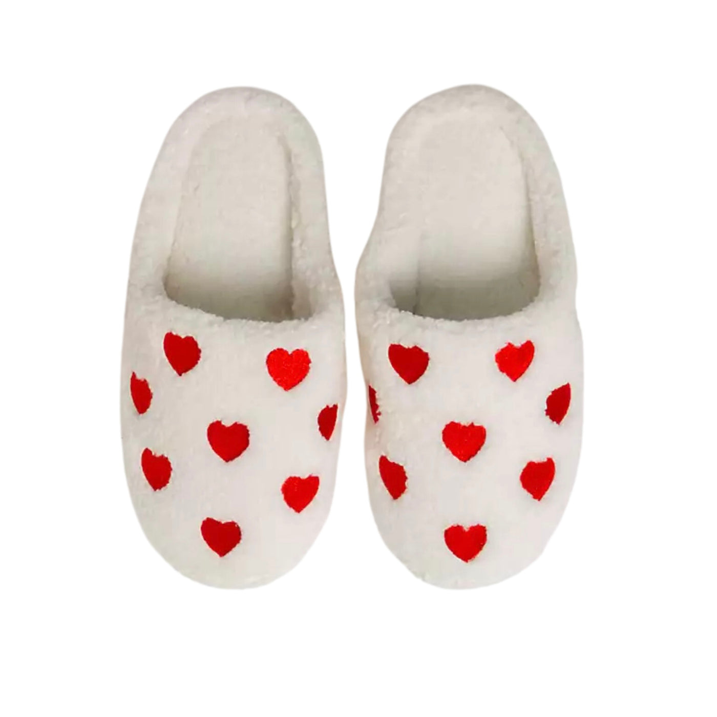 Heart Embroidered Valentine's Day Plush Slippers