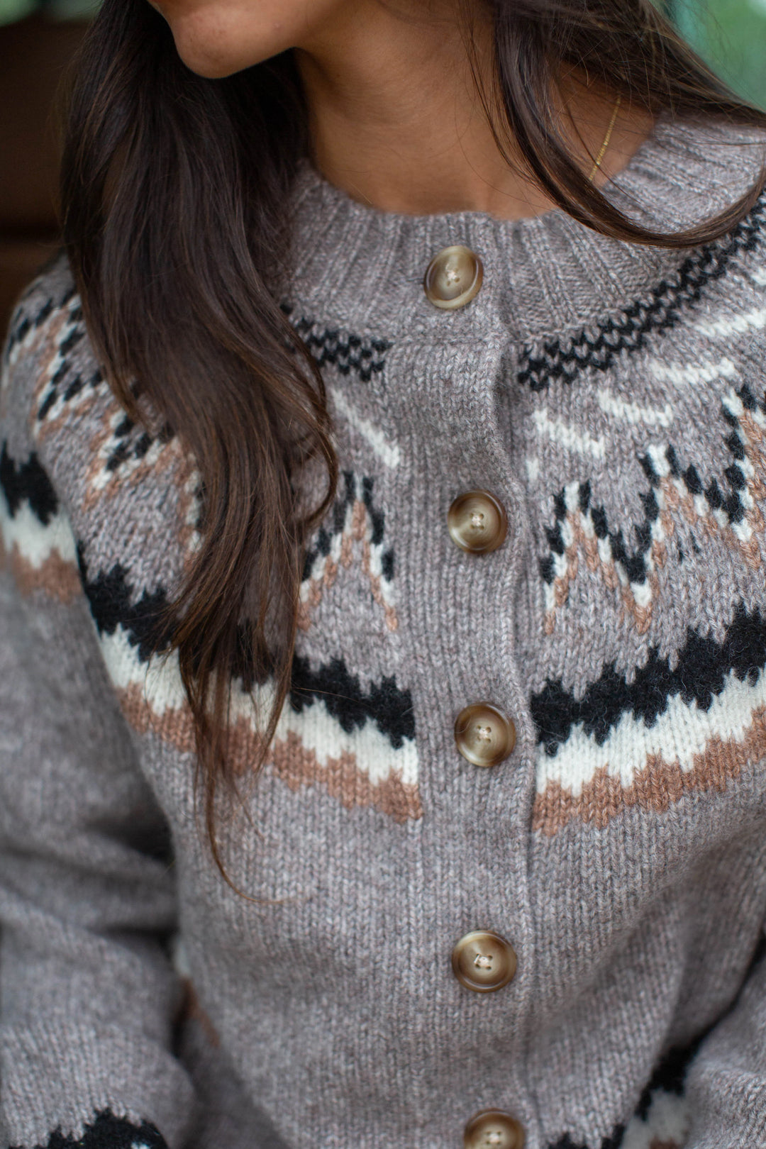 New England Cardigan - Mushroom Heather