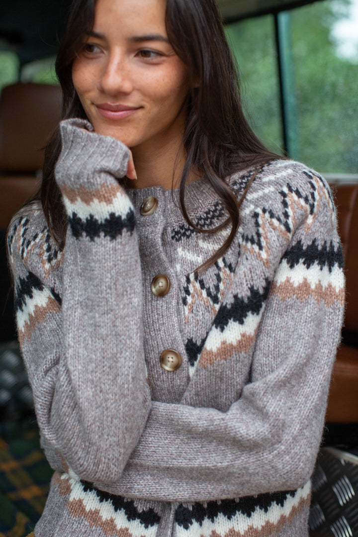 New England Cardigan - Mushroom Heather