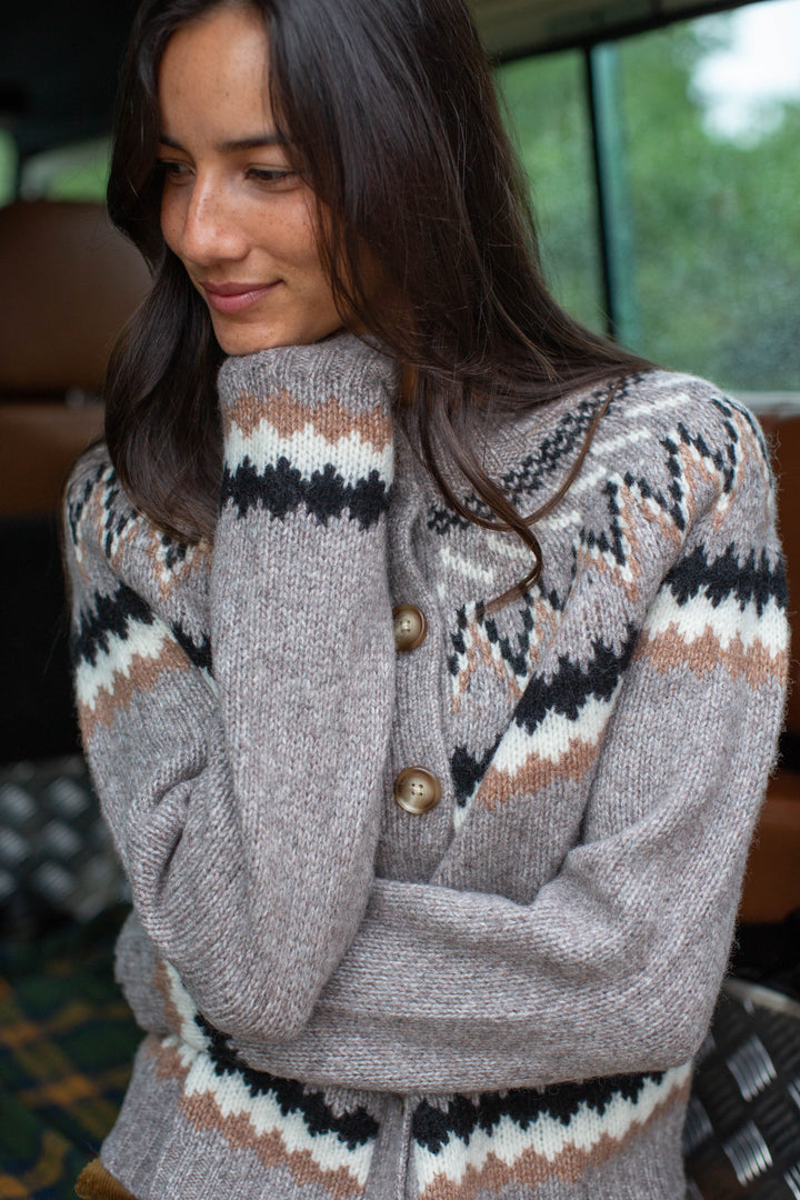New England Cardigan - Mushroom Heather