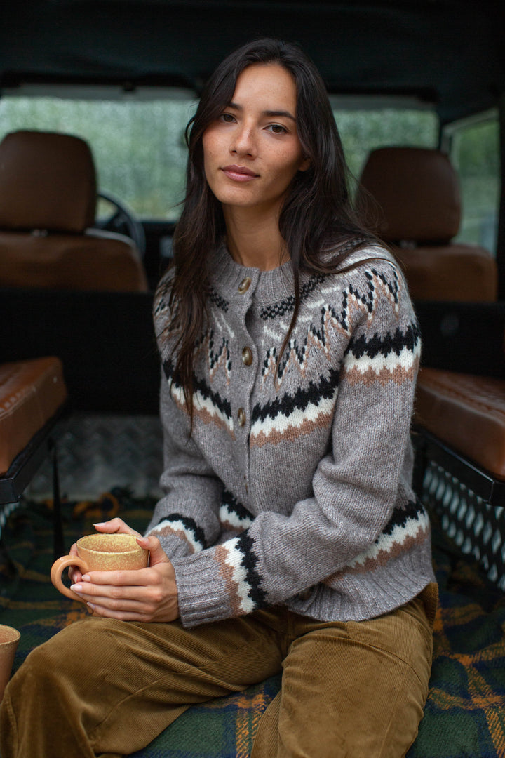 New England Cardigan - Mushroom Heather