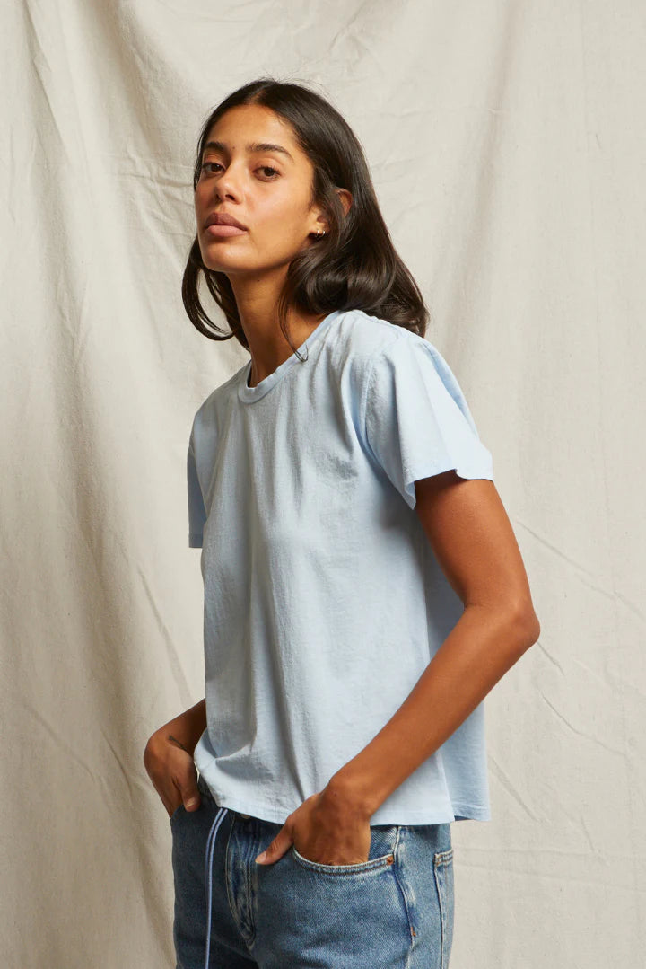Harley Cotton Boxy Crew Tee - Sky Blue