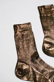 One Ribbed Laminated Sock- Brown