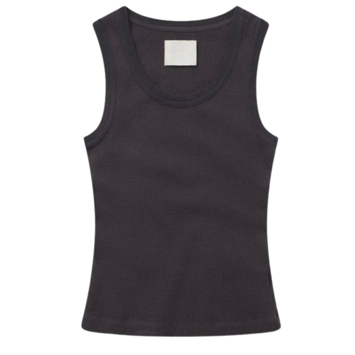 Inez Waffle Tank - Charcoal