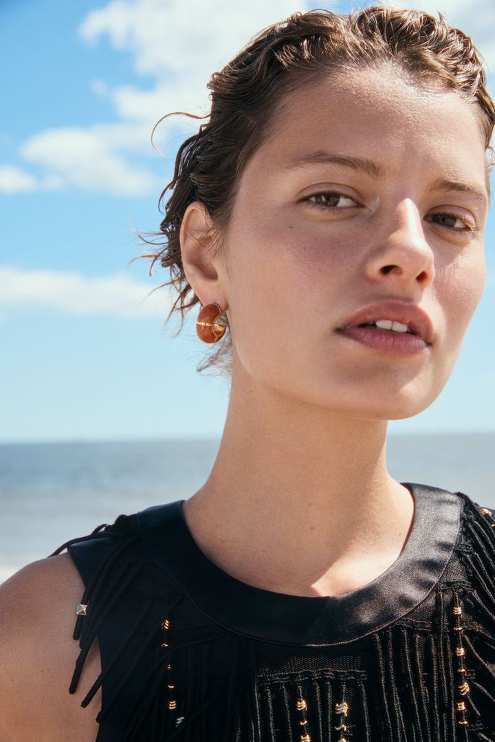 Zellige Hoops - Peach Aventurine