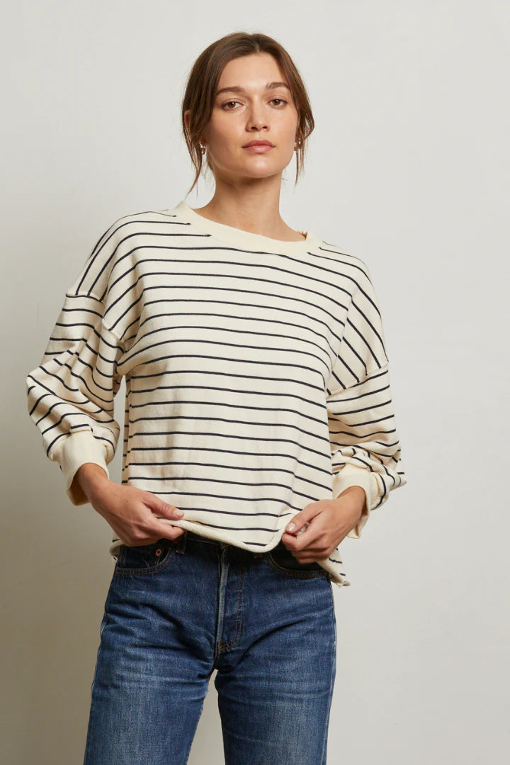 Niall Stripe French Terry Crewneck - Natural/Night