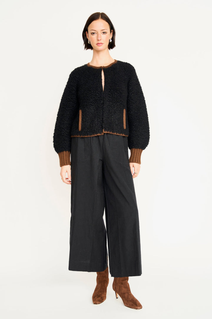 Fargo Knit Jacket- Black/Caramel