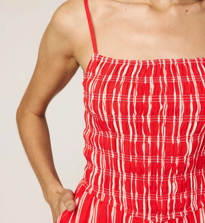 Lacey Ankle Dress - Poppy/Ivory