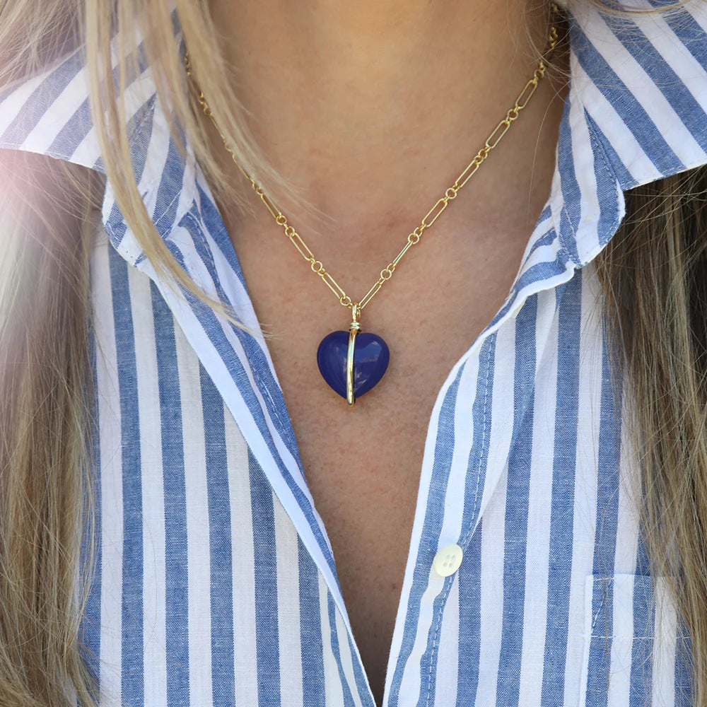 Wrapped Heart Charm - Lapis