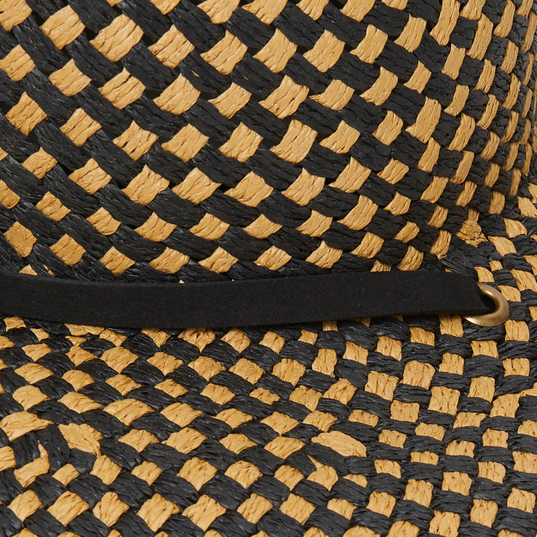 Straw Checkered Hat - Jet/Natural