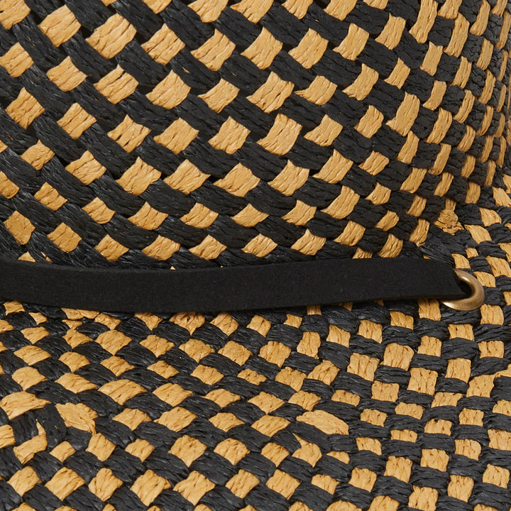 Straw Checkered Hat - Jet/Natural