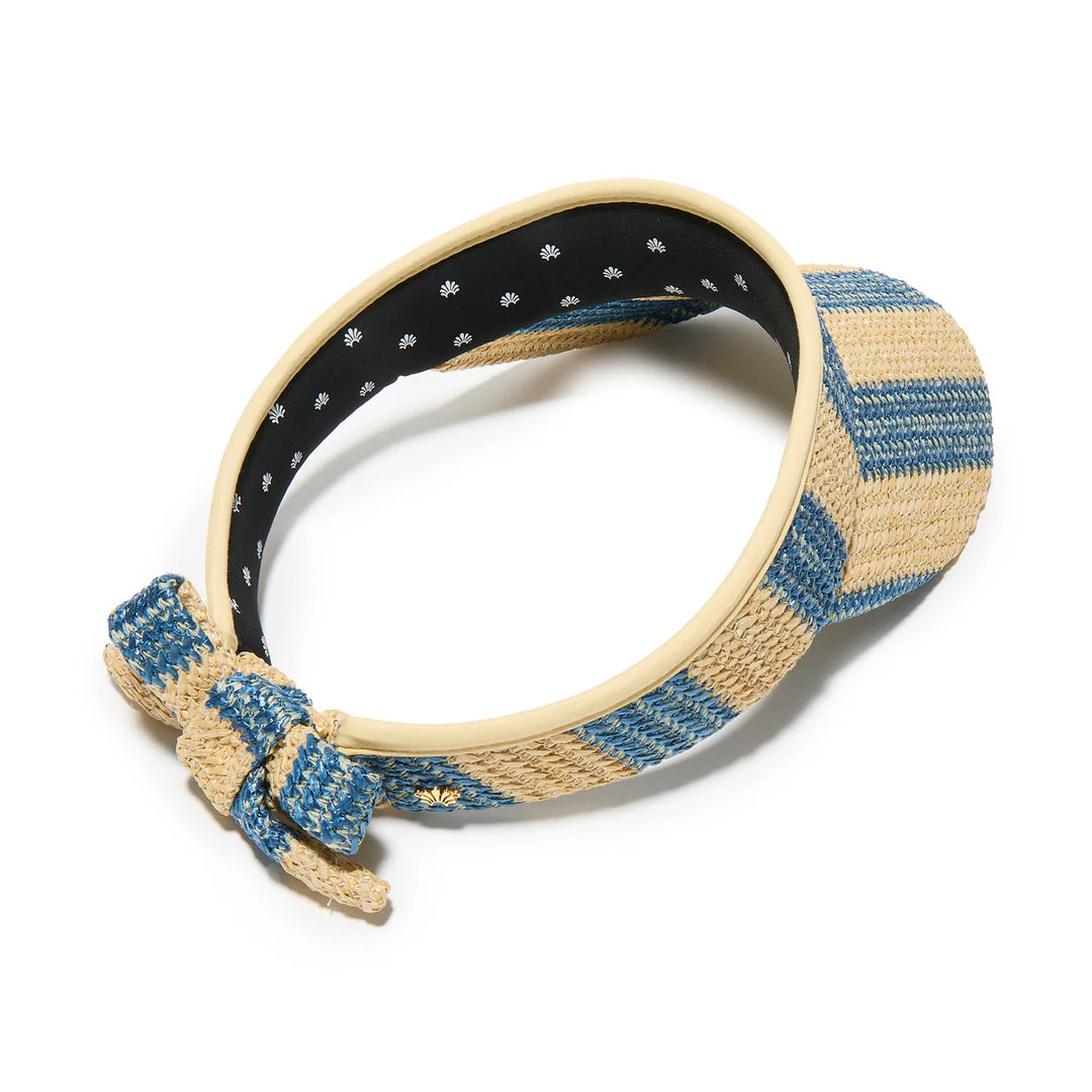 Raffia Bow Visor - Turq/Lapis