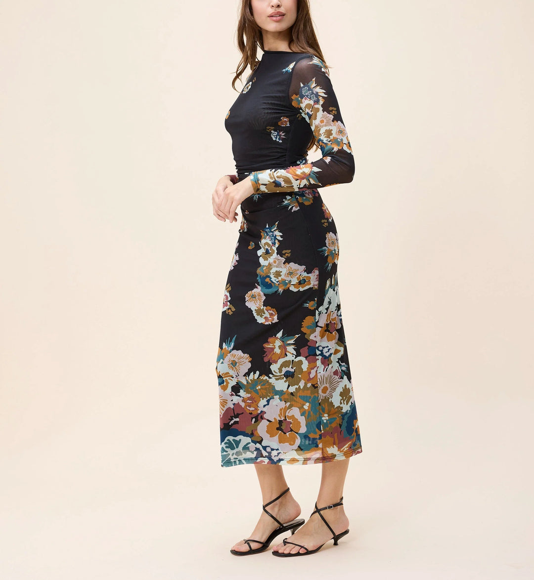 Lura Mesh Midi Dress - Vitet Floral