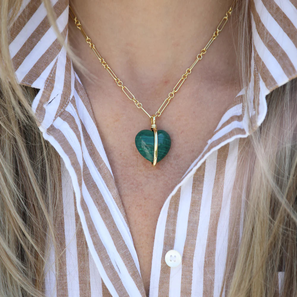 Wrapped Heart Charm - Malachite