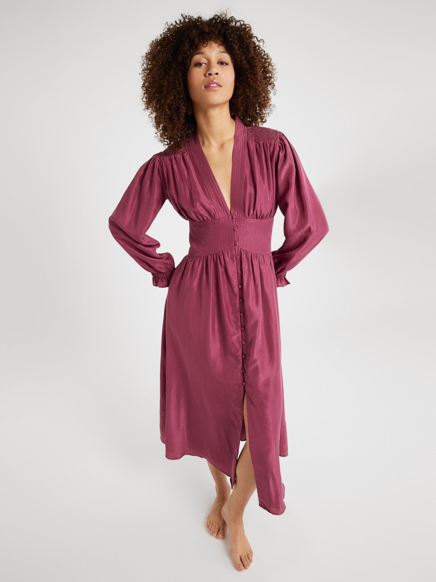 Anya Dress - Plum Washed Silk