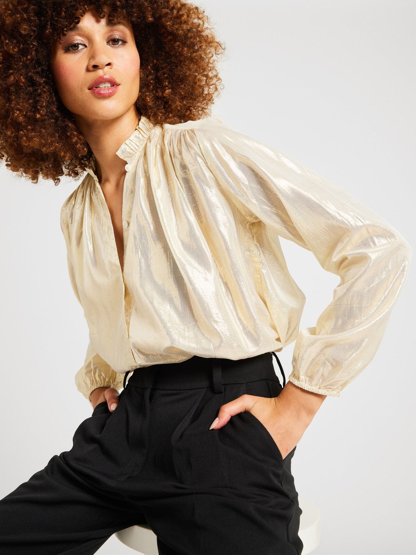 Francesca Top - Gold Lamé