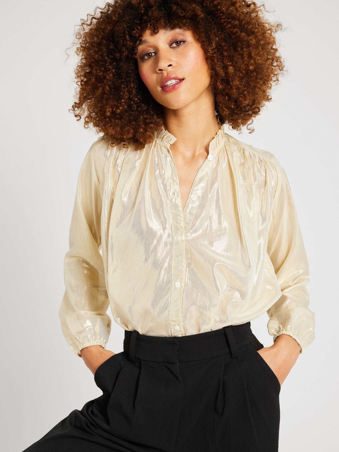 Francesca Top - Gold Lamé