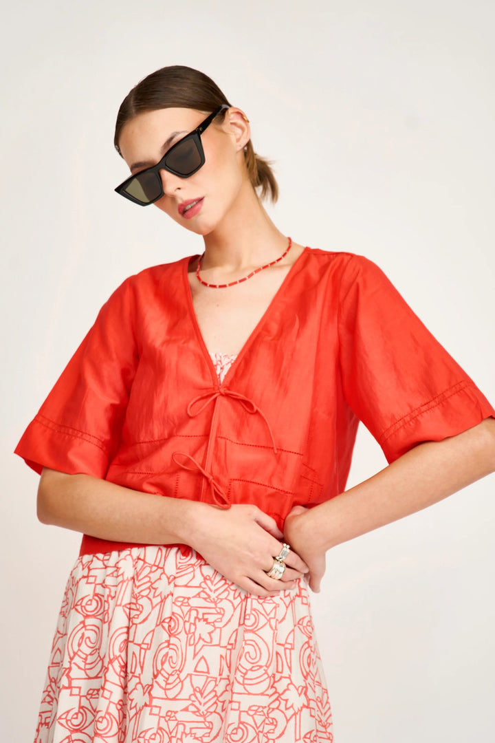 Seychelles Tie Top - Chili