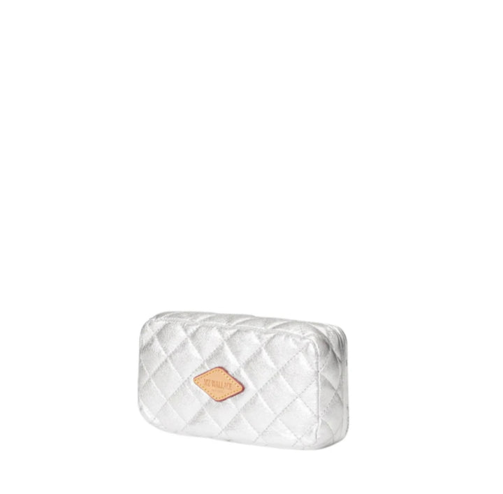 Medium Retro Frame Case- Silver Metallic Leather