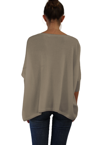 Nadine Cashmere Boxy Pullover- Eco Gravel