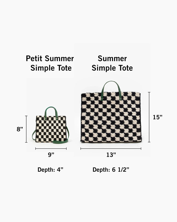 Petit Summer Simple Tote - Black/Cream Crochet Mini Checker